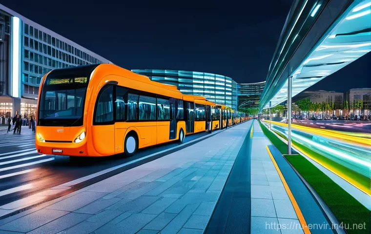 미래의 지속 가능한 도시 - **Prompt 1: Futuristic Moscow Transit Hub**
A vibrant, dynamic shot of a modern urban transit hu...