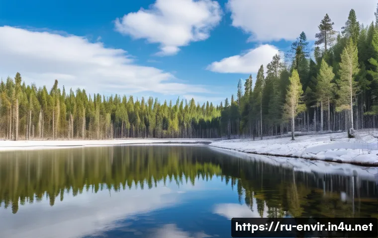 기후 변화로 인한 자연재해 - A vast Siberian nature reserve landscape showing the transformation of ecosystems due to climate cha...
