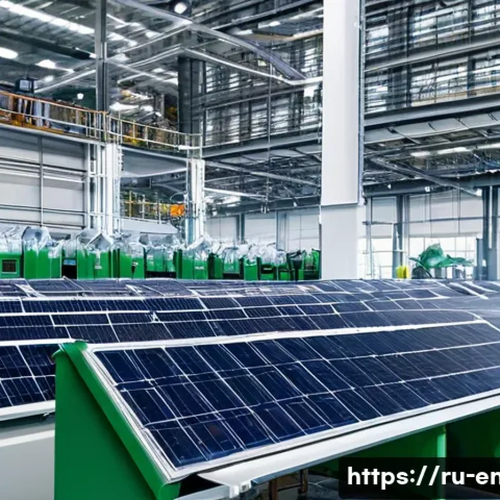 기후 변화 대응 정책 - A modern industrial factory in Russia featuring advanced eco-friendly technology, with large solar p...