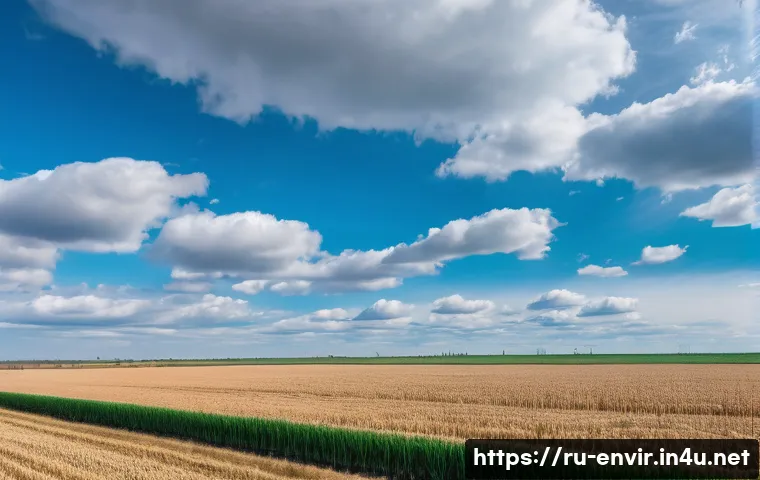 기후 변화와 글로벌 경제 - A modern Russian wheat farm in Central Russia during early spring, showing farmers in light jackets ...
