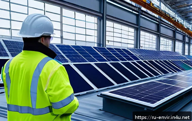 탄소 배출권 제도의 효과성 - A large modern industrial factory in Russia transitioning to renewable energy, featuring solar panel...